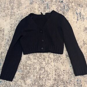 Navy Women's Cropped Cardigan Sweater